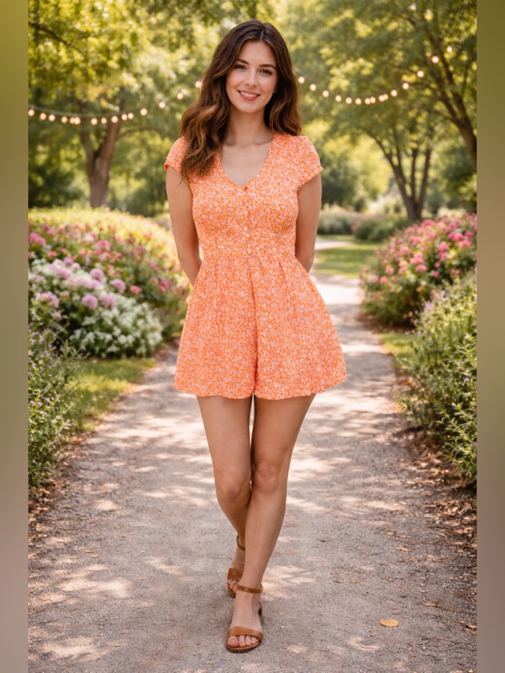 LOVECRAZY Ditsy Floral Romper Sz M